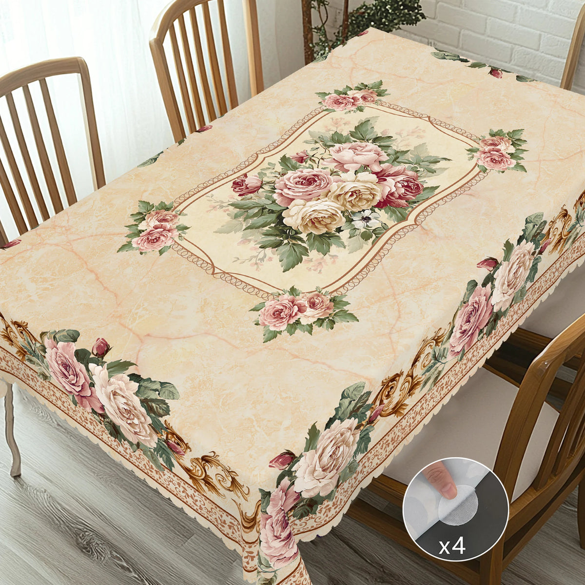 nappe table imperméable fleur rose feuilles classique beige marron dentelle adhésive mariageextérieur