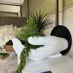 vase blanc main sculptée moderne décoration intérieure plante artificielle feuilles vertes adhésif unique