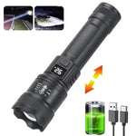 lampe torche tactique led rechargeable usb puissante longue portée camping pêche extérieure noire robuste