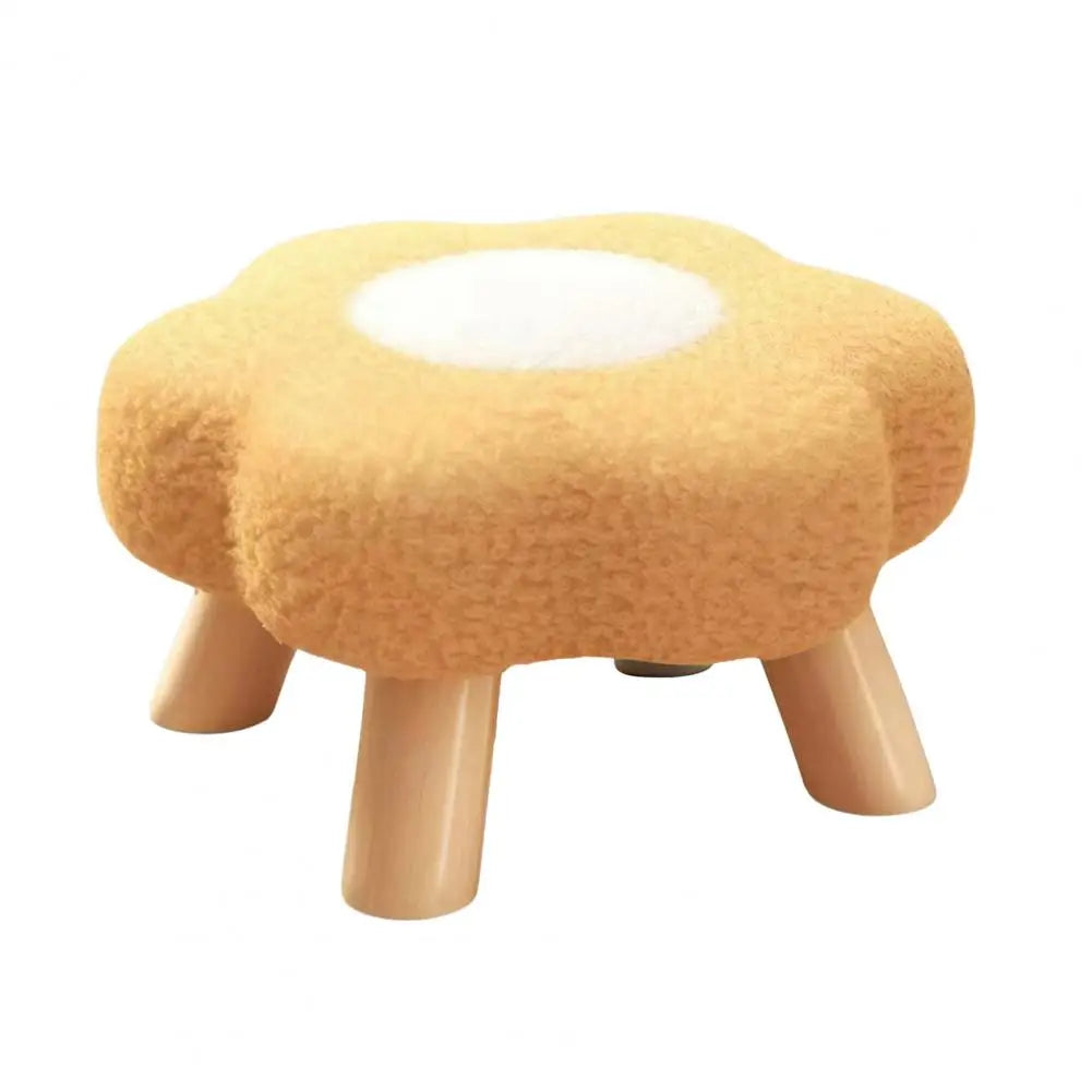 tabouret fleur pieds bois coussin peluche doux moderne rose vert jaune rouge chambre
