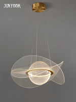 lumière suspendue moderne or blanc gris plissée ondulée transparente minimaliste