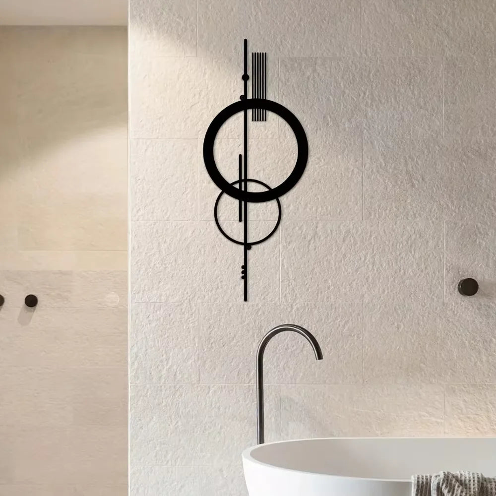 art mural moderne minimaliste noir circulaire géométrique vis fixations salon chambre coucher