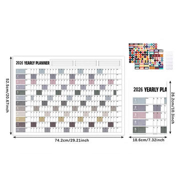 calendrier mural annuel 2026 stickers colorés minimaliste adhésif organisation maison dates mensuelles icônes
