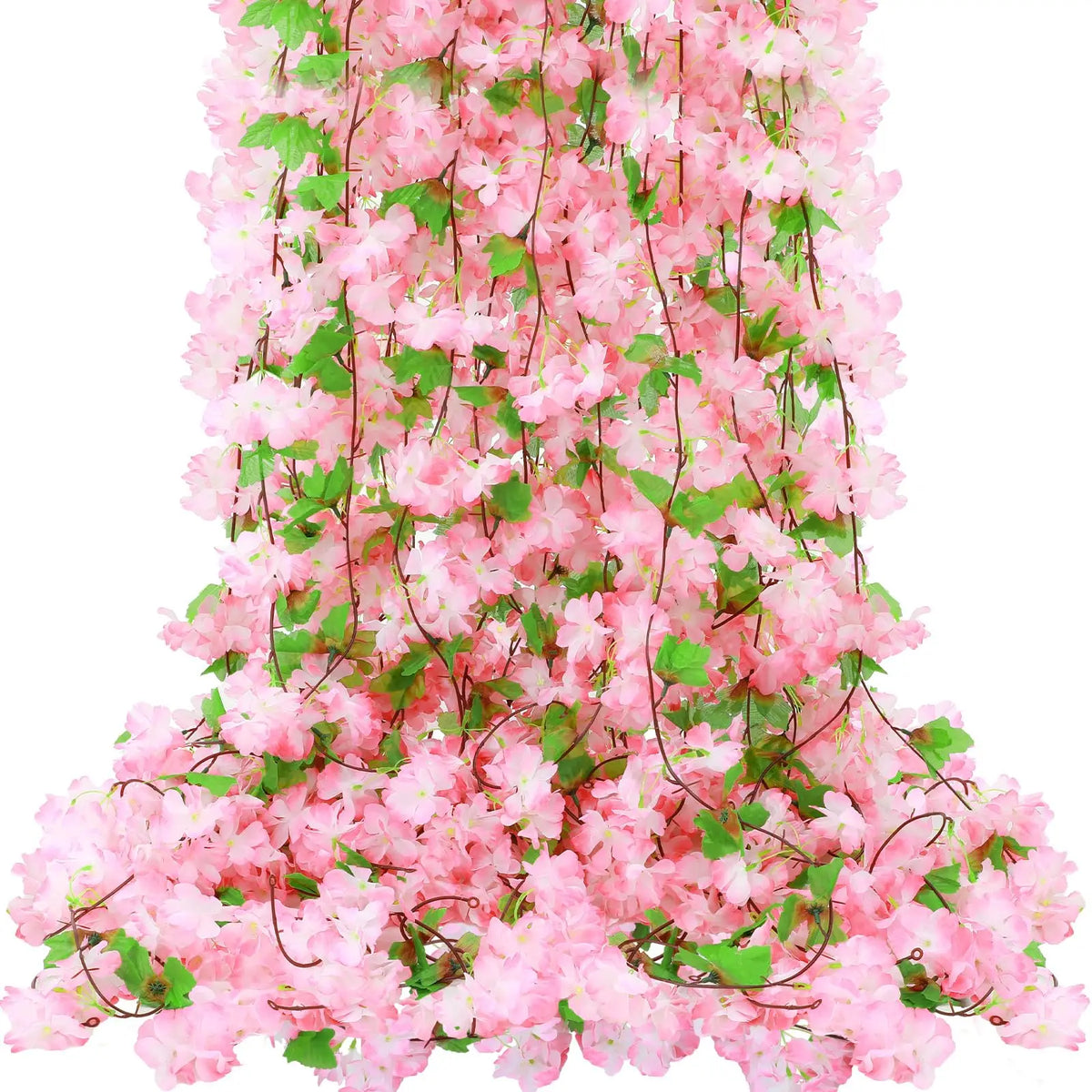guirlande artificielle fleurs rose feuilles vertes décoration mariage anniversaire intérieur élégante pièces