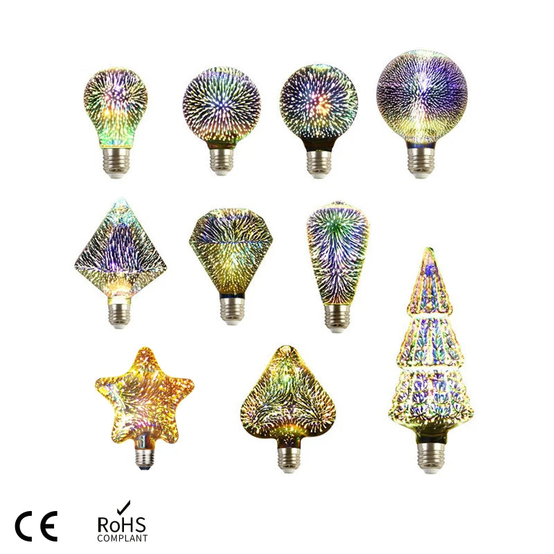 ampoules led multicolores effet feux dartifice vintage rétro e27 base bois chambre