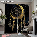rideau boho lune noir étoiles géométriques opaques salon chambre coucher