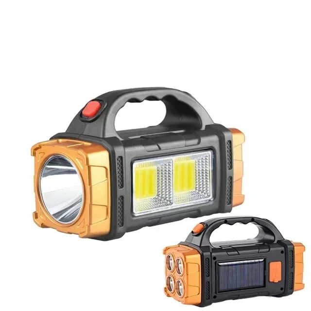 lampe torche led rechargeable solaire banque alimentation multifonctionnelle extérieur moderne noire orangée argentée