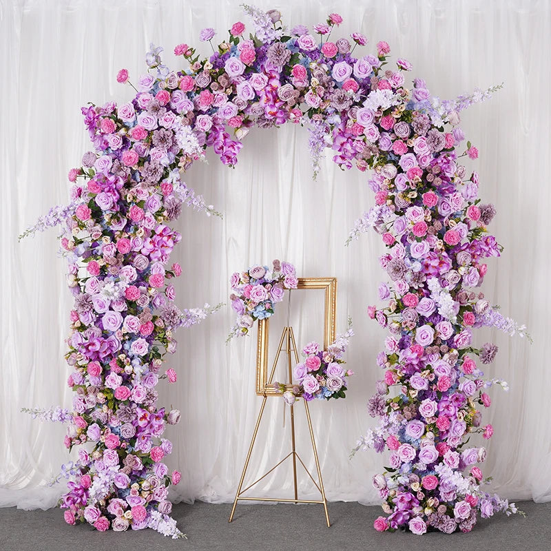 Arche décorative florale violettes roses blanches extérieur intérieur décoration événement classique artificielle fixe