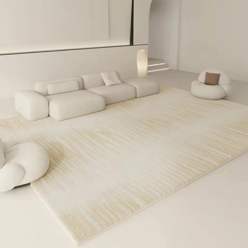tapis moderne rayures horizontales motifs géométriques beige clair salon chambre polyester