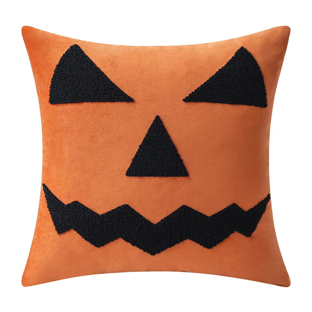 taies d'oreiller halloween orange citrouille araignée deco sofa lit polyester respectueux environnement non toxique