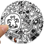 sticker cartoon personnages noir blanc adhésif mignon dessin animé divers motifs bricolage
