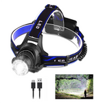 lampe frontale led noir bleu transparent bandeau réglable modes éclairage camping