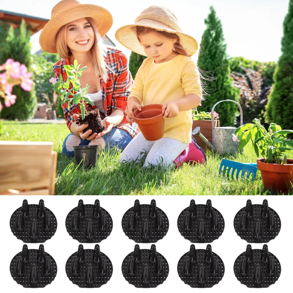 coussinets perforés protection racines pots fleurs anti moisissure utilitaires jardinage noirs