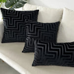 housse coussin carré noir motif géométrique contemporain amovible lavable 100 polyester