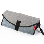 tapis langer pliable bébé denim gris rose sobre fonctionnel sangles velcro adaptable poussette