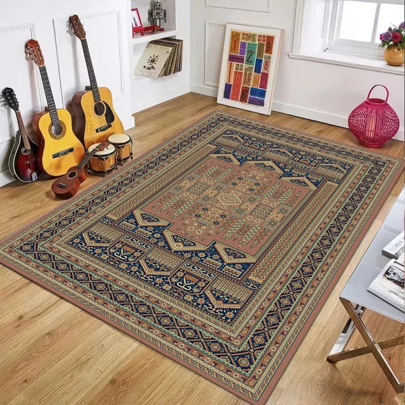tapis multicolore géométrique classique oriental moderne polypropylène polyester adhésif extérieur salon chambre