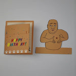 carte pop up anniversaire dessin animé personnages souriants coeurs lignes écriture simple cartoon