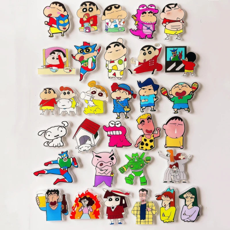 aimants magnétiques acrylique multicolores dessins animés crayon shin chan cartoon enfants personnages aventures objetos