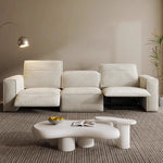 canapé salon moderne forme beige clair tissu composite coussin doux