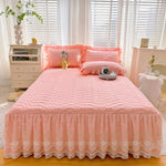 housse lit coton imprimé fleurs romantique douce rose blanche bleue violacée dentelle