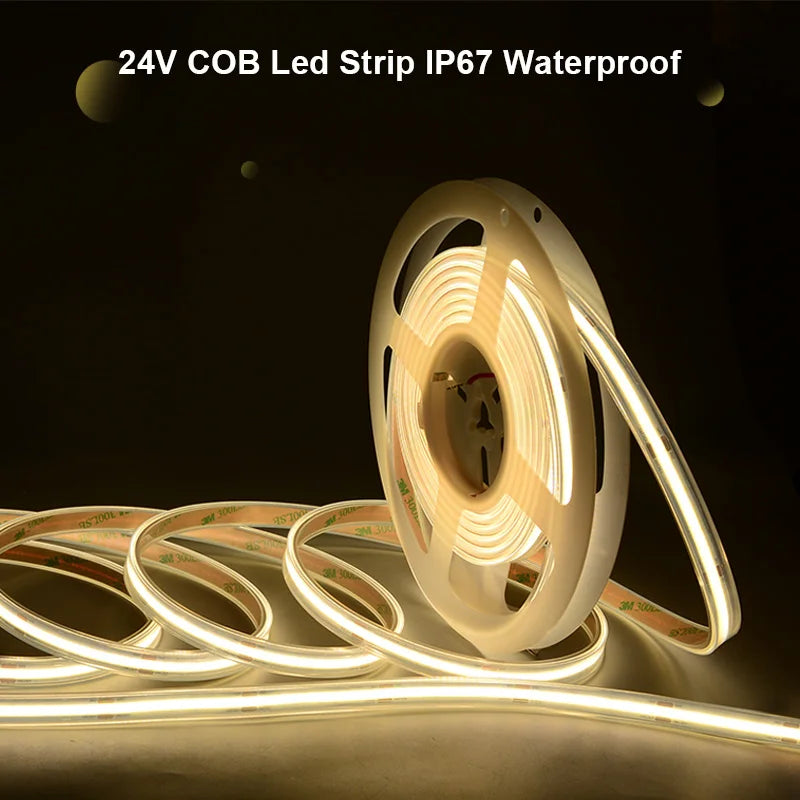ruban led cob blanc chaud ip67 3000k 480 leds 5m adhésif moderne minimaliste