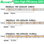 ruban led blanc 24v 2700k adhésif 5m ligne droite moderne 90leds/mètre