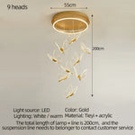lampe suspendue papillon moderne blanc doré cristal transparent vis fixations