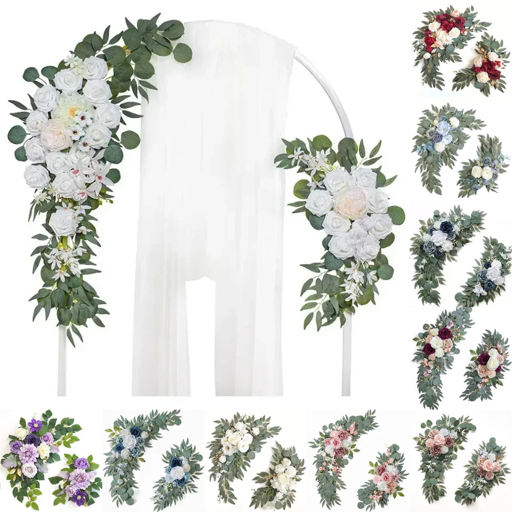 guirlandes florales décoratives mariage rose eucalyptus blanc romantique champêtreextérieur