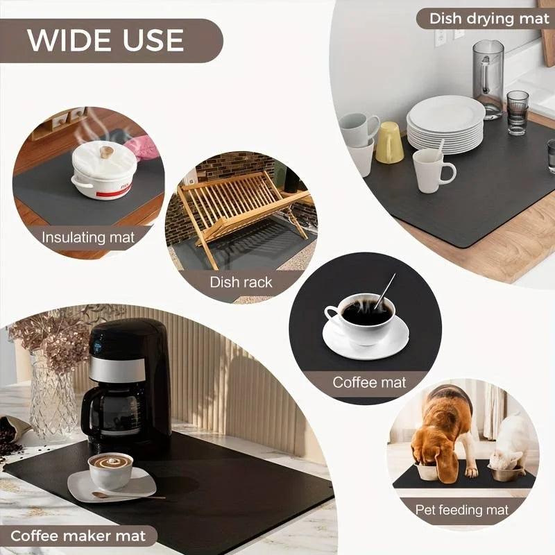 tapis séchage vaisselle microfibre noir moderne anti dérapant respectueux environnement 20cm 30cm