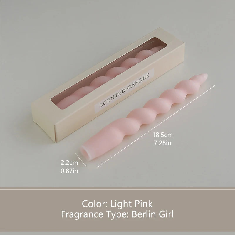 bougies parfumées vert pastel jaune rose blanches twistées moderne support nœud anniversaire décoration maison