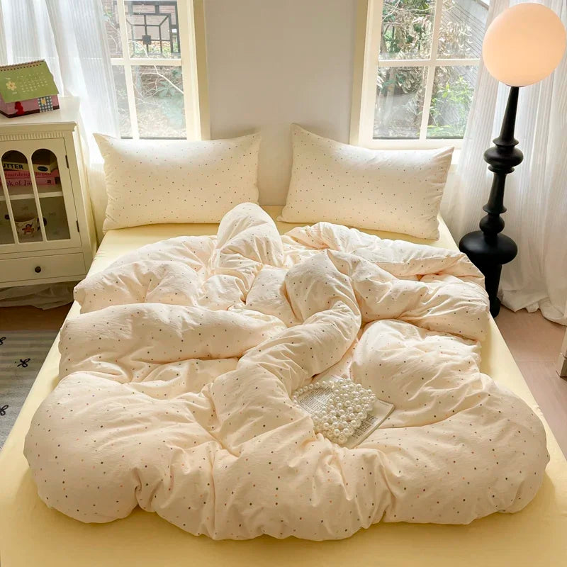 parure lit enfant fille housse couette fleurs coton doux pièces rose