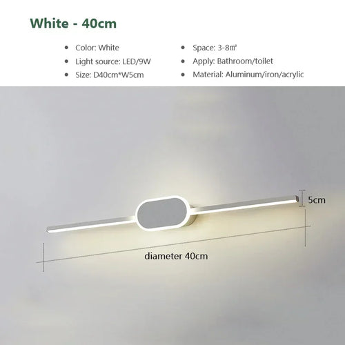 lampe miroir moderne noir blanc led tricolore mur applique aluminium