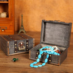 boîte bijoux vintage bois marron cadenas réutilisable bracelet collier boucles d'oreilles vintage classique grains