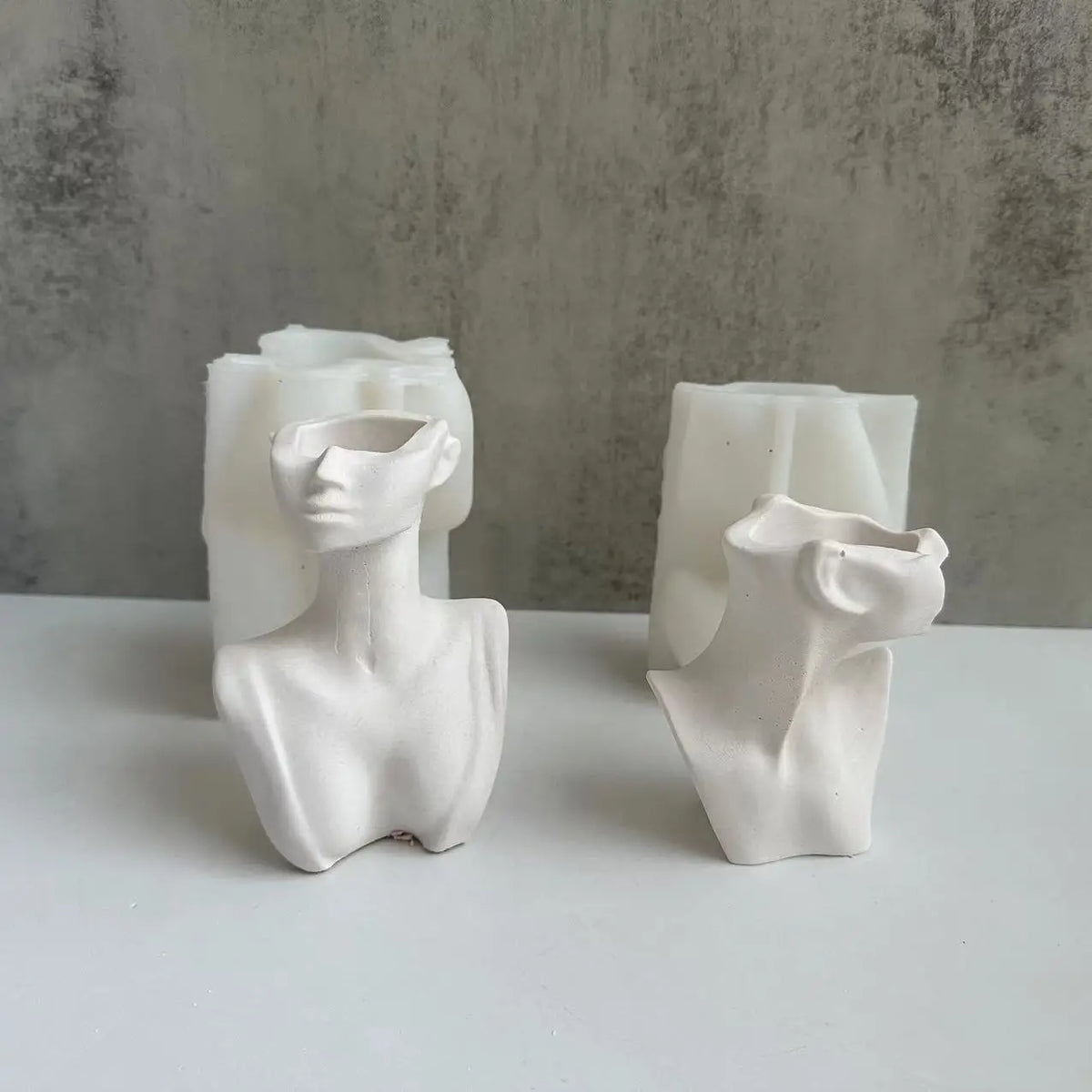 moulage résine buste féminin art deco sculpture artisanat maison décoration 3d blanc lisse totalmente