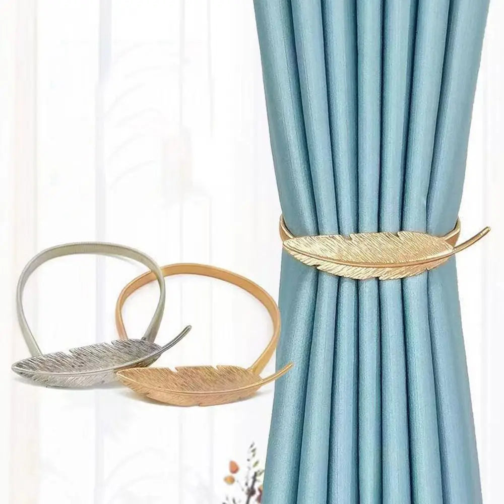 anneau fenêtre or plumes fleurs moderne décoratif fixations anneaux plumes fleurs 44cm