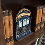 décoration bibliothèque miniature vintage suivi livres lus chiffres rotatifs bois floral doré salon chambre