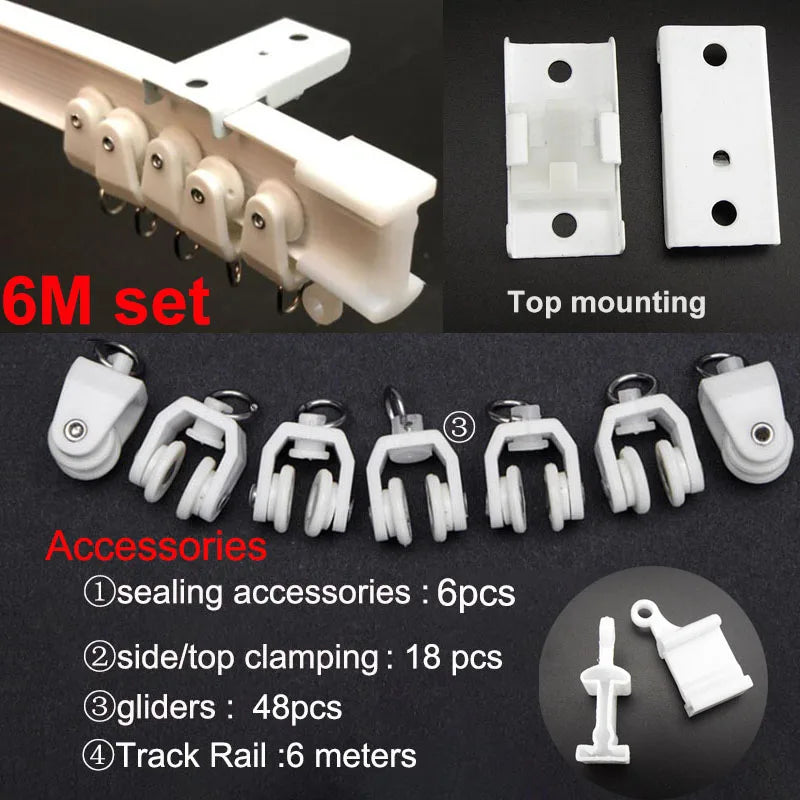 rideau glissière blanc moderne clips top clamping glissière flexible plastique 1m 2m 3m