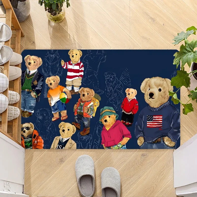 tapis porte intérieur motif ours peluche mignon antidérapant lavable entrée cuisine salon