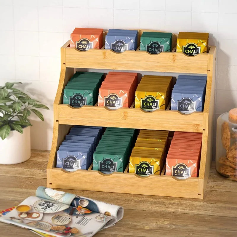étagère bois moderne vis fixée sache thé rangement cuisine trois niveaux
