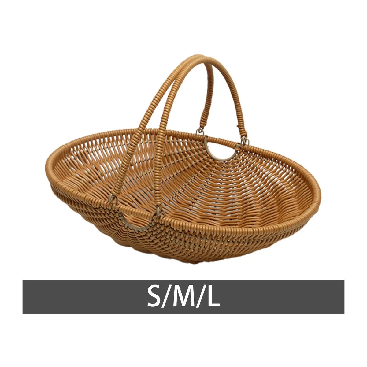 panier tressé marron clair poignées pliables rangement nourriture fruits légumes kitchen storage ménage traditionnel