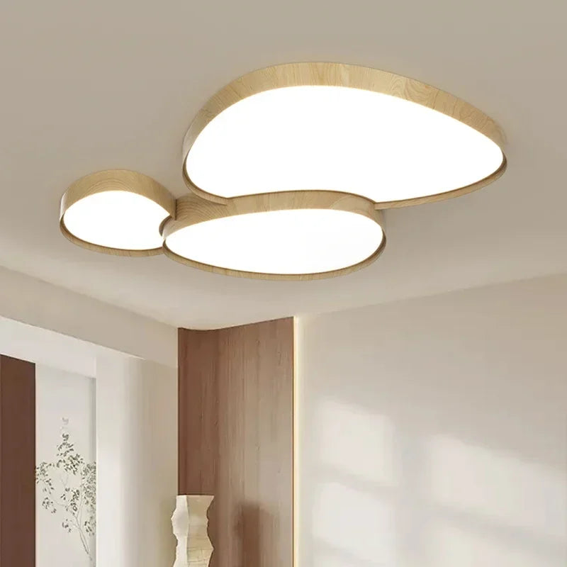 plafonnier led moderne bois grainé éclairage surface minimaliste chambre salon