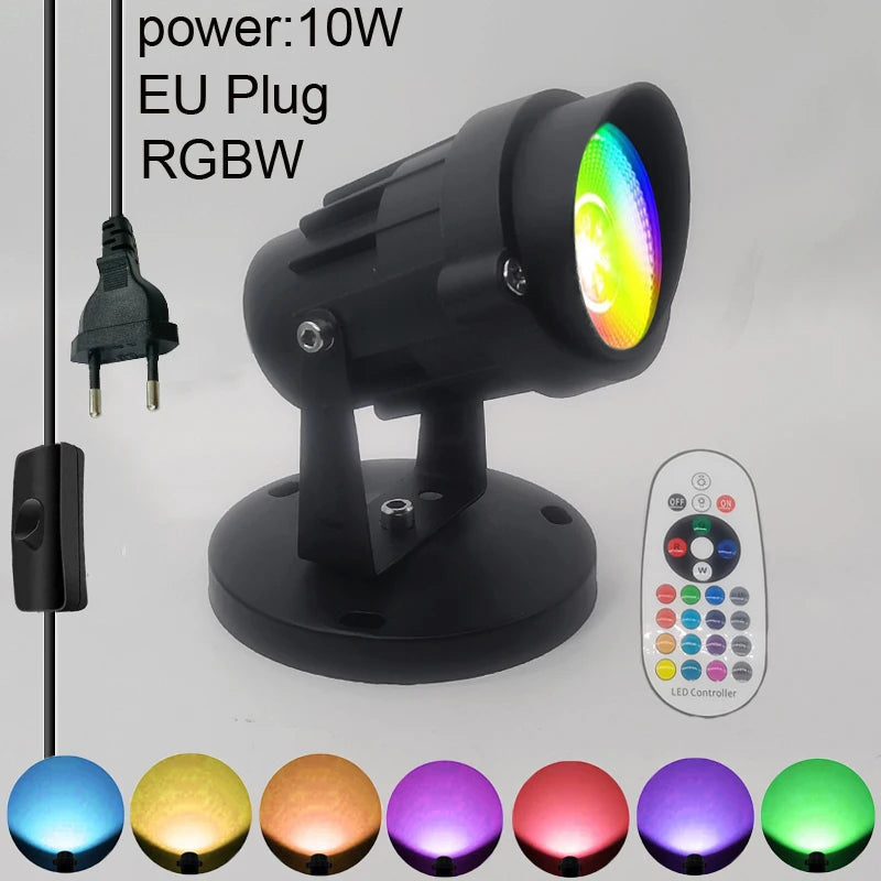 projecteur led noir moderne réglable télécommande fade strobe flash 12w us plug
