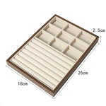 boîtes bijoux bois marron velours beige moderne grande capacité rangement exposant minimaliste