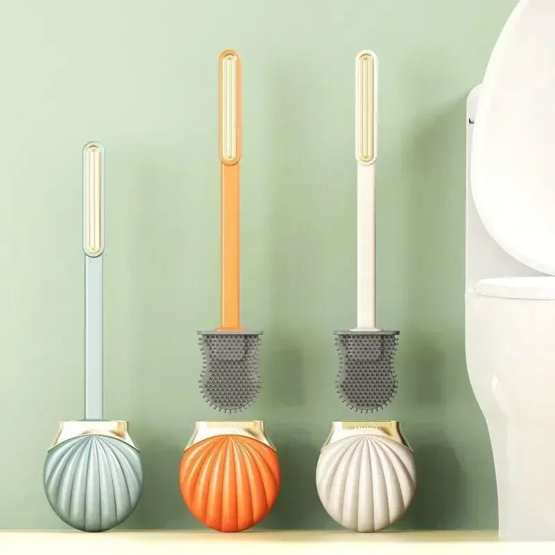 brosse wc moderne bleu clair orange blanc texture coquillage adhésif durable plastique