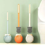 brosse wc moderne bleu clair orange blanc texture coquillage adhésif durable plastique