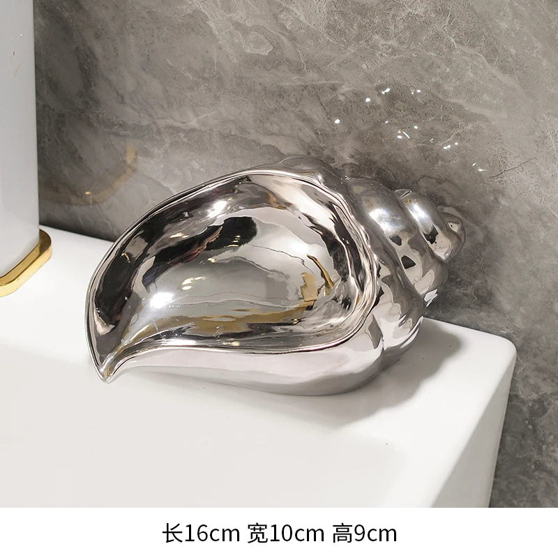 support savon coquillage iridescent or argent rose pâle moderne décoratif casa française respectueux environnement