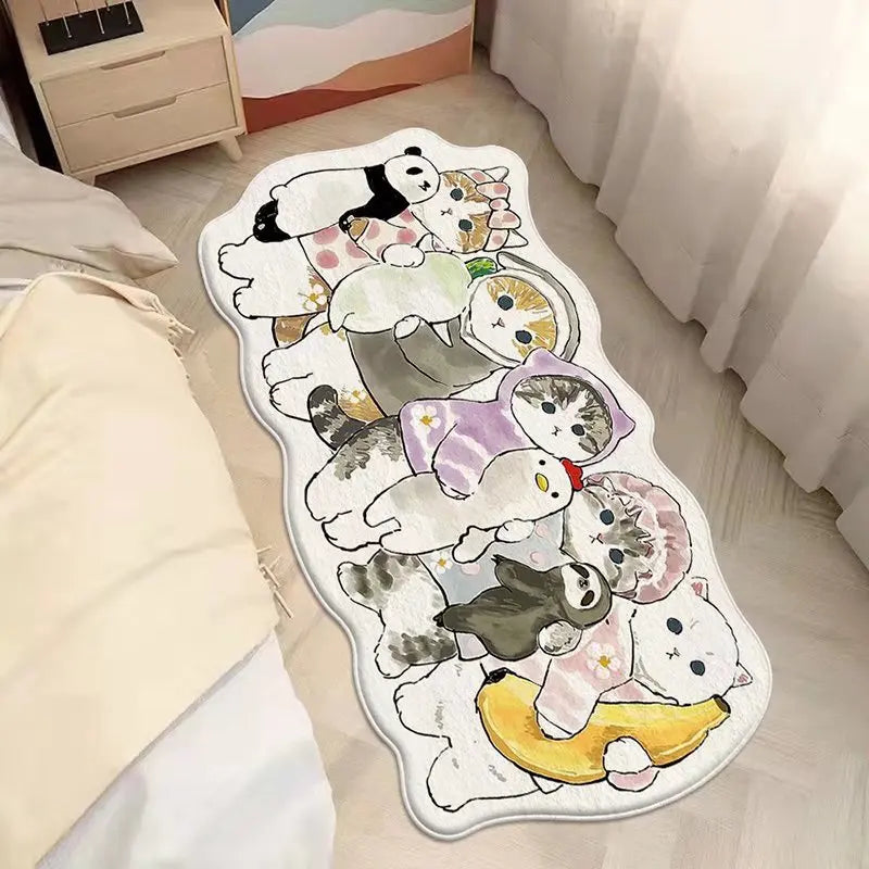 tapis sol chambre coucher motif chat mignon doux décoratif antidérapant maison