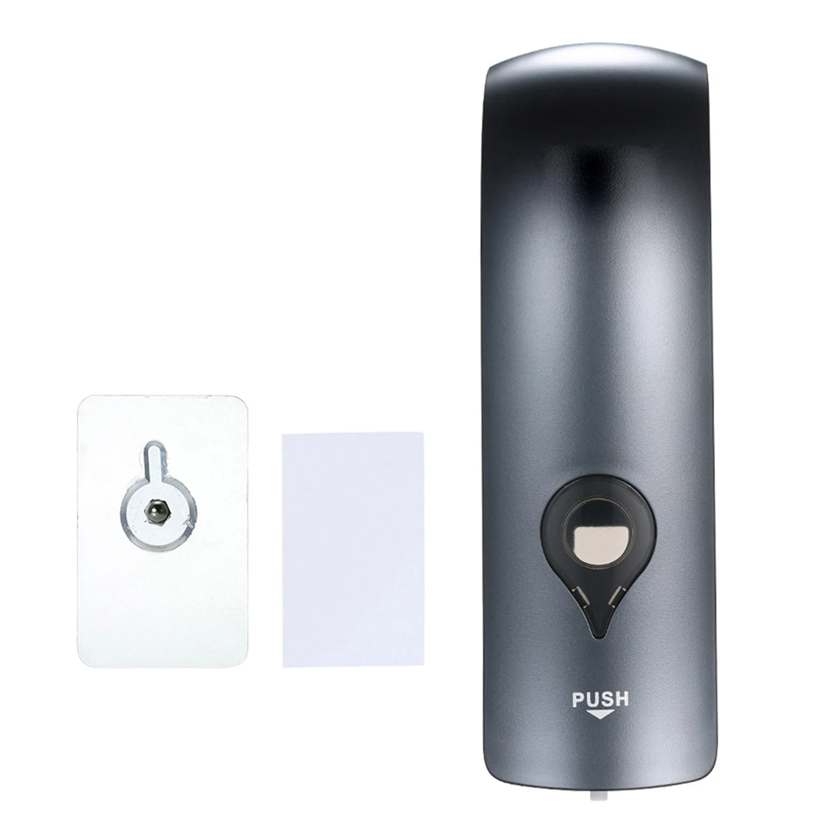 distributeur savon liquide mains mural gris métallisé moderne minimaliste lisse brillant fixations vis