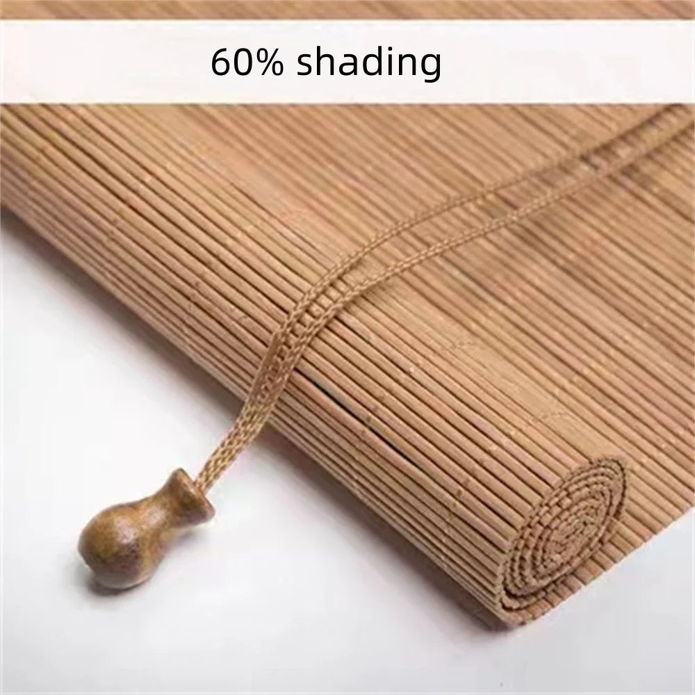 store bambou naturel rayures horizontales traditionnel clips métalliques cordelette tirage balcon jardin rustic