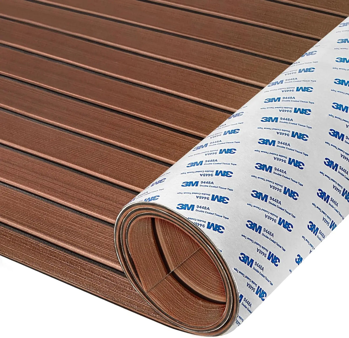 tapis sol bateau mousse EVA rayures horizontales adhésif 3M résistant eau moderne marron clair